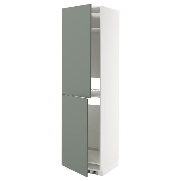 Ikea METOD - High cabinet for fridge/freezer, white/Nickebo matt grey-green, 60x60x220 cm