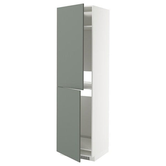 Ikea METOD - High cabinet for fridge/freezer, white/Nickebo matt grey-green, 60x60x220 cm