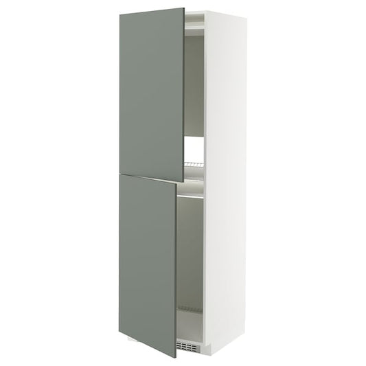 Ikea METOD - High cabinet for fridge/freezer, white/Nickebo matt grey-green, 60x60x200 cm