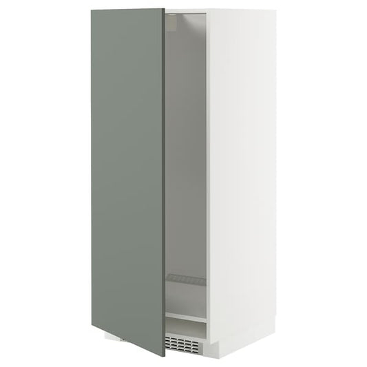 Ikea METOD - High cabinet for fridge/freezer, white/Nickebo matt grey-green, 60x60x140 cm