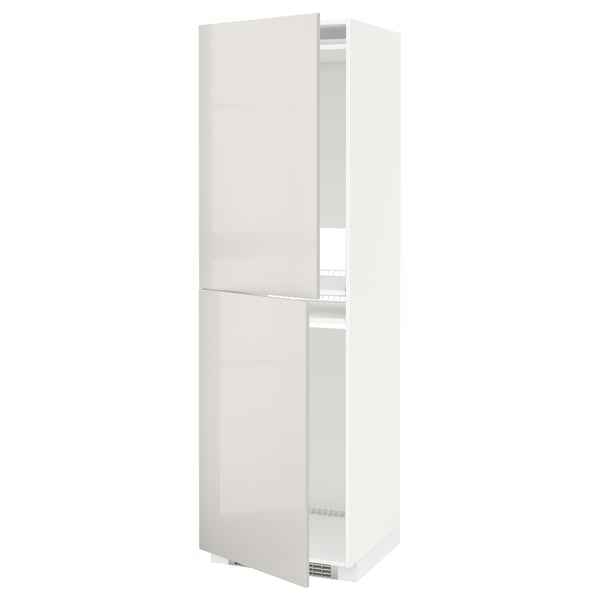 METOD - METOD High cabinet for fridge/freezer, white/Ringhult light grey, 60x60x200 cm