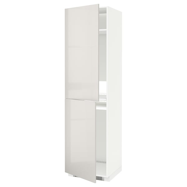 METOD - High cabinet for fridge/freezer, white/Ringhult light grey , 60x60x220 cm