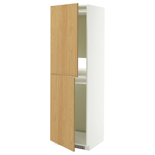 METOD high cabinet for fridge/freezer, white/Sinarp oak veneer, 60x60x200 cm