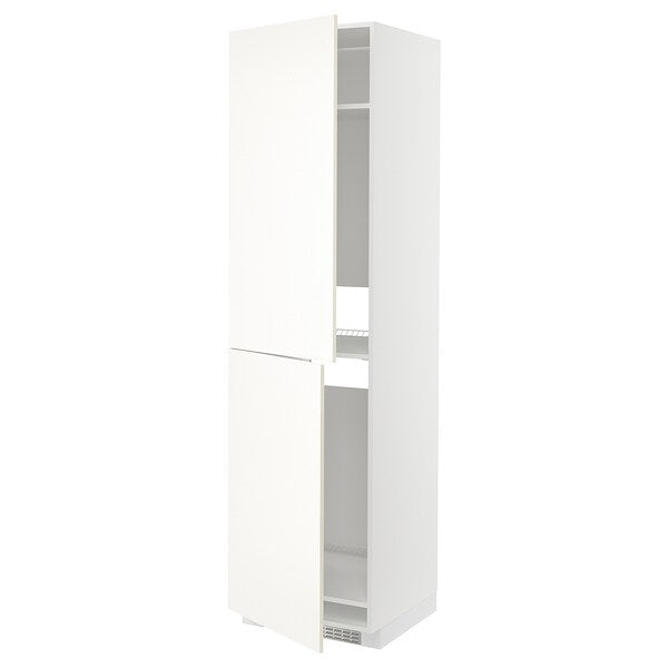 METOD - High cabinet for fridge/freezer, white/Vallstena white, 60x60x220 cm