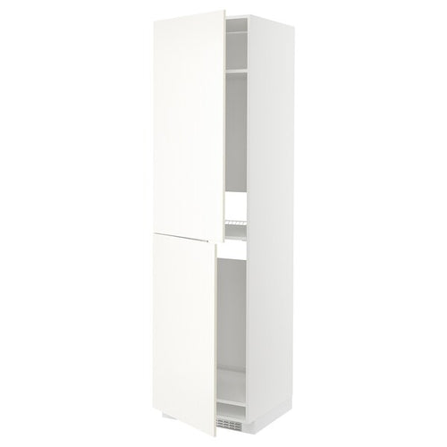 METOD - High cabinet for fridge/freezer, white/Vallstena white, 60x60x220 cm