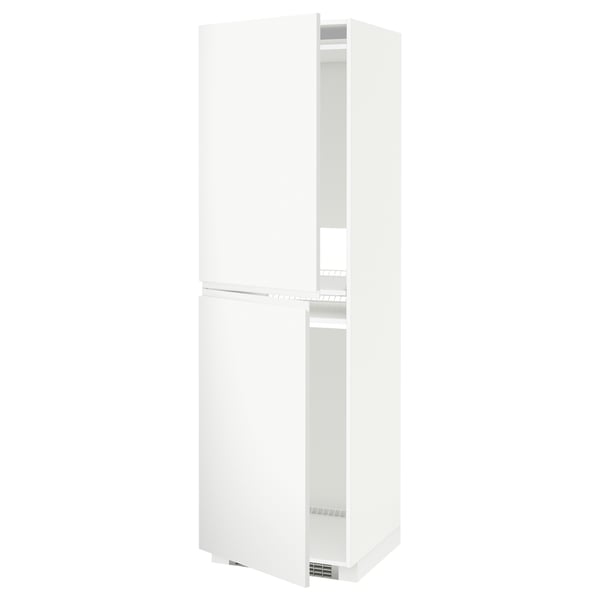 METOD high cabinet for fridge/freezer, white/Voxtorp matt white, 60x60x200 cm