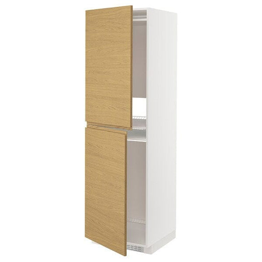 Ikea METOD - High cabinet for fridge/freezer, white/Voxtorp oak effect, 60x60x200 cm