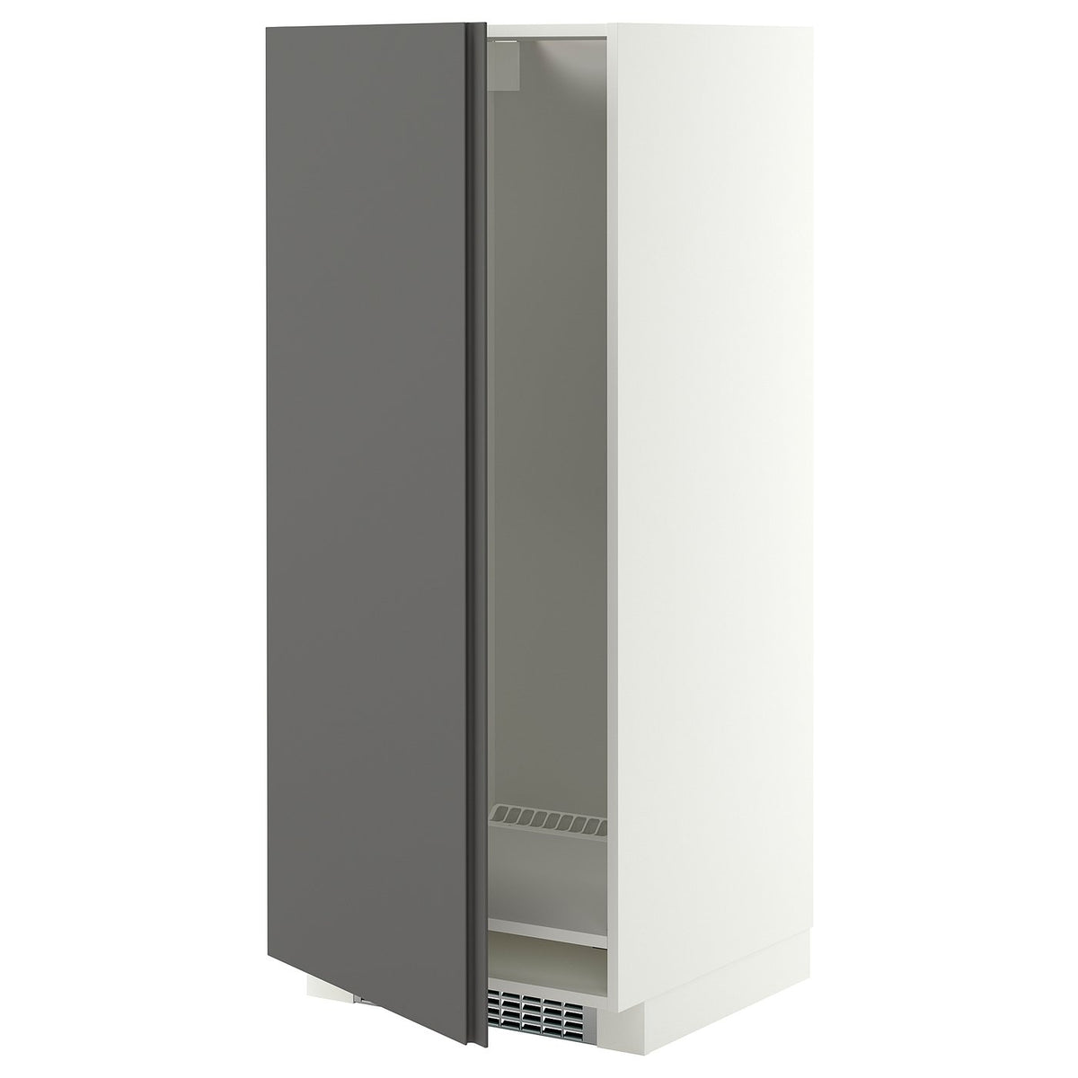 METOD high cabinet for fridge/freezer, white/VOXTORP dark grey vertical handle, 60x60x140 cm