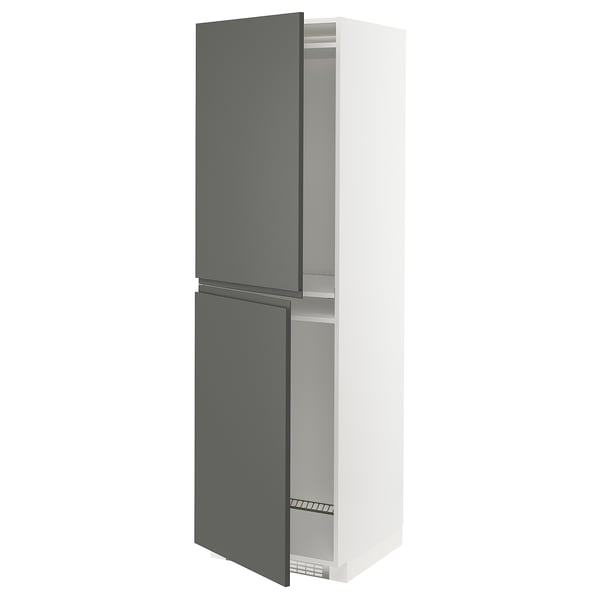 METOD - METOD High cabinet for fridge/freezer, white/Voxtorp dark grey, 60x60x200 cm