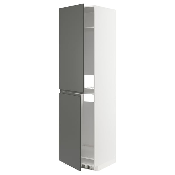 METOD - METOD High cabinet for fridge/freezer, white/Voxtorp dark grey, 60x60x220 cm