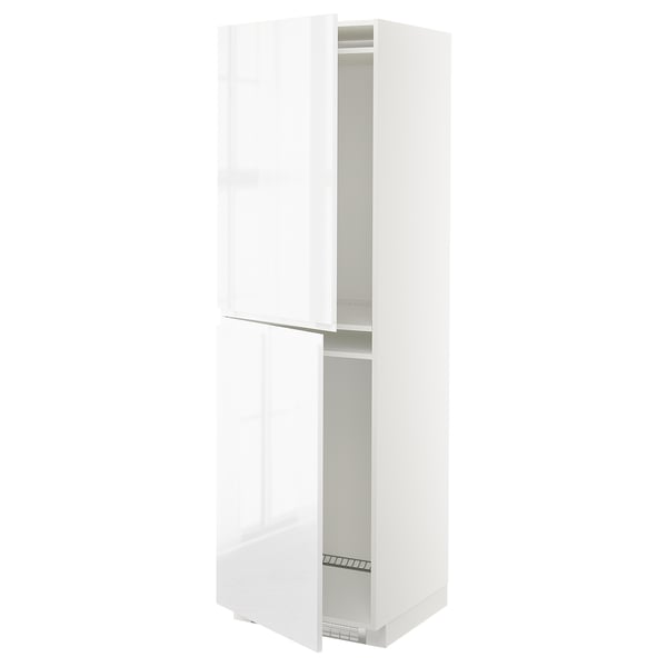 METOD high cabinet for fridge/freezer, white/Voxtorp high-gloss/white, 60x60x200 cm