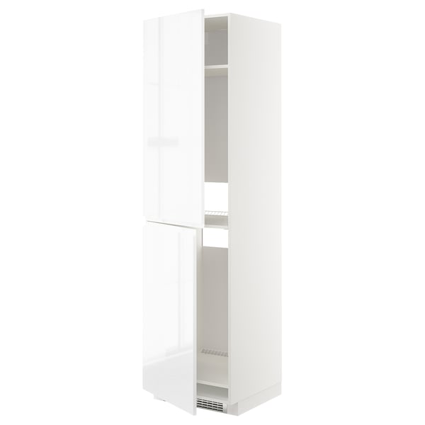 METOD high cabinet for fridge/freezer, white/Voxtorp high-gloss/white, 60x60x220 cm