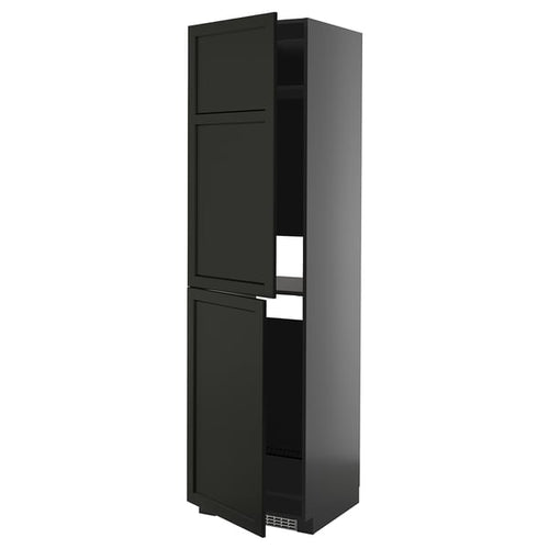 METOD - METOD High cabinet for fridge/freezer, black-grey/Lerhyttan black stained, 60x60x220 cm
