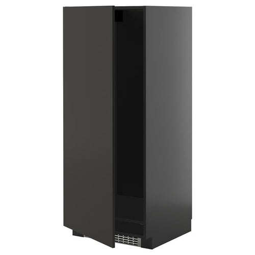 METOD Tall cabinet for fridge/freezer, black-grey/Nickebo anthracite matt, 60x60x140 cm