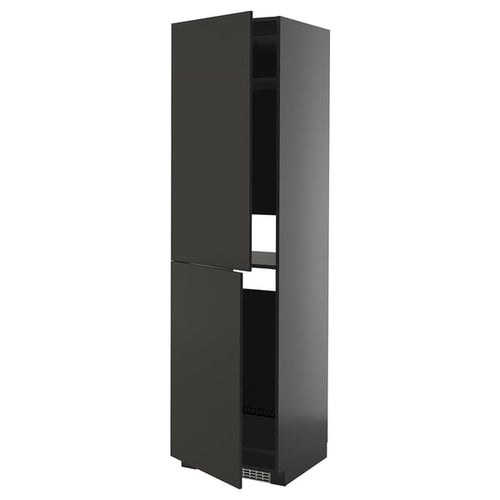 METOD Tall cabinet for fridge/freezer, black-grey/Nickebo anthracite matt, 60x60x220 cm