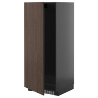 METOD high cabinet for fridge/freezer, black-grey/Sinarp brown, 60x60x140 cm