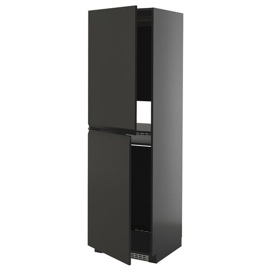METOD - METOD High cabinet for fridge/freezer, black-grey/Upplöv matt anthracite, 60x60x200 cm