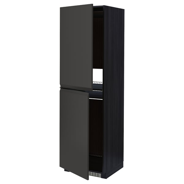 METOD - METOD High cabinet for fridge/freezer, black/Upplöv matt anthracite, 60x60x200 cm