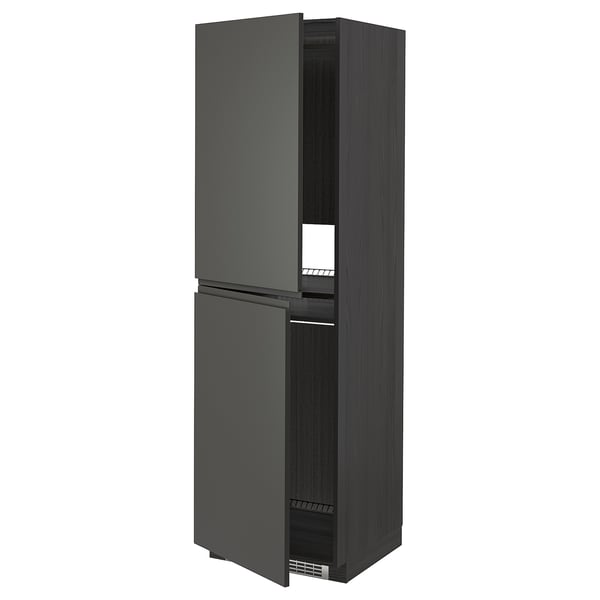 METOD high cabinet for fridge/freezer, black/Voxtorp dark grey, 60x60x200 cm