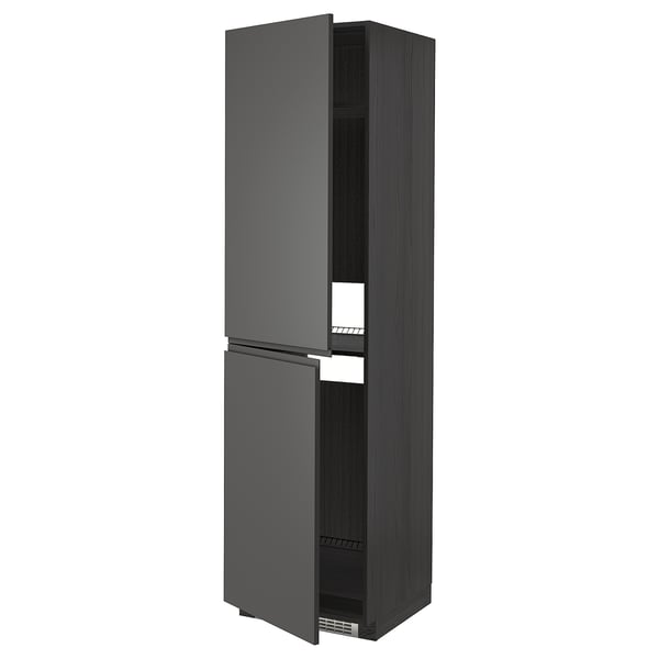 METOD - METOD High cabinet for fridge/freezer, black/Voxtorp dark grey, 60x60x220 cm