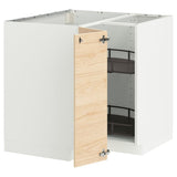 METOD corner base cabinet with carousel, white/Askersund light ash effect, 88x88 cm