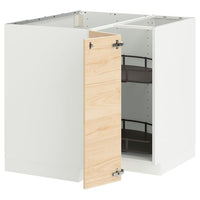 METOD corner base cabinet with carousel, white/Askersund light ash effect, 88x88 cm