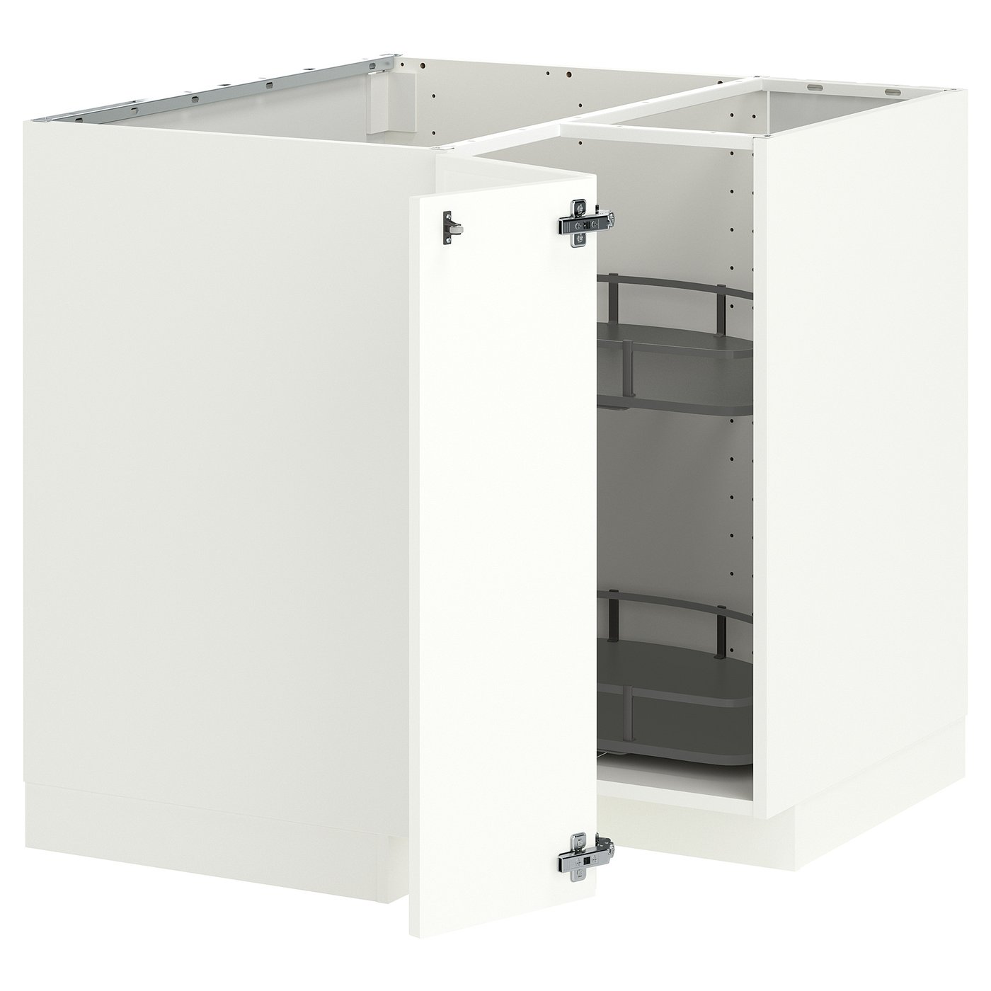 METOD corner base cabinet with carousel, white/Aspudden matt white, 88x88 cm