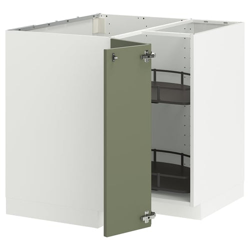 METOD - Corner cabinet/swivel unit, white/Axstad grey-green, 88x88 cm - Width: 87.5 cmHeight: 88.0 cmBracket depth: 87.5 cmBracket height: 80.0 cm