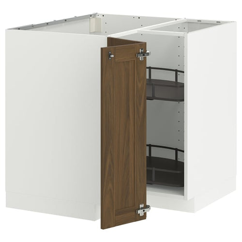 METOD - Corner cabinet/swivel unit, white/Enköping brown walnut effect, 88x88 cm - Width: 87.5 cmHeight: 88.0 cmBracket depth: 87.5 cmBracket height: 80.0 cm