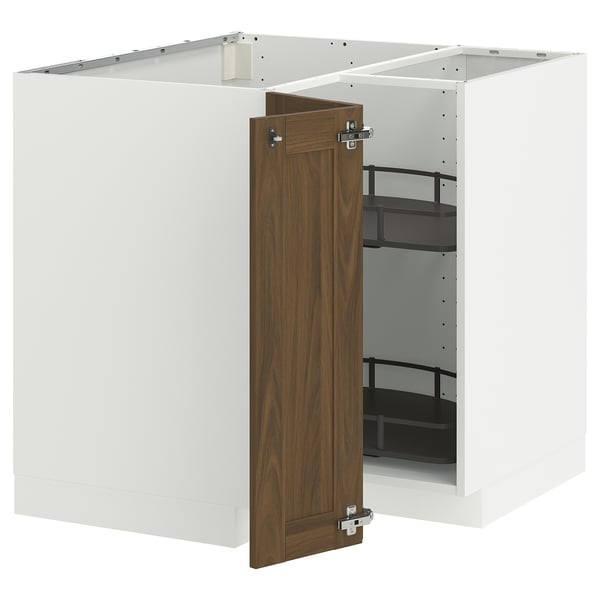 METOD - Corner cabinet/swivel unit, white/Enköping brown walnut effect, 88x88 cm - Width: 87.5 cmHeight: 88.0 cmBracket depth: 87.5 cmBracket height: 80.0 cm