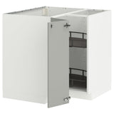METOD corner base cabinet with carousel, white/Havstorp light grey, 88x88 cm