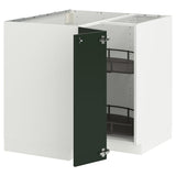METOD corner base cabinet with carousel, white/Havstorp deep green, 88x88 cm