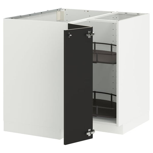 METOD - Corner cabinet/swivel unit, white/Nickebo matt anthracite, 88x88 cm - Width: 87.5 cmHeight: 88.0 cmBracket depth: 87.5 cmBracket height: 80.0 cm