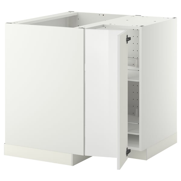 METOD corner base cabinet with carousel, white/Ringhult white