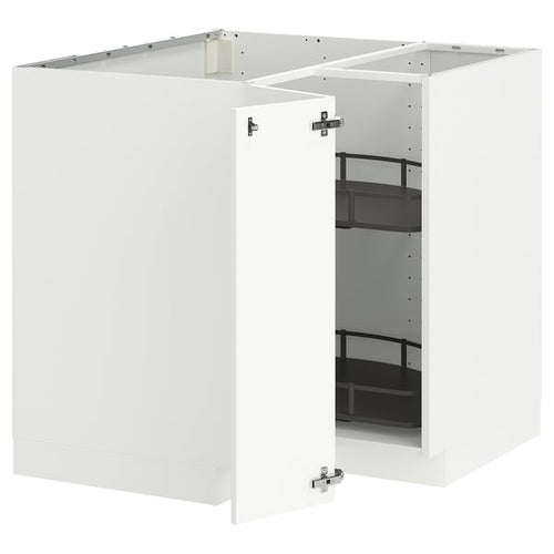 METOD - Corner mobile/rotating basket, white/Ringhult white, 88x88 cm - Width: 87.5 cm Height: 88.0 cm Depth of structure: 87.5 cm Height of structure: 80.0 cm.