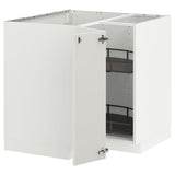 METOD corner base cabinet with carousel, white/Ringhult light grey, 88x88 cm
