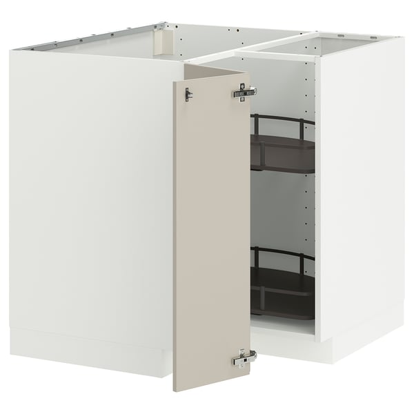 METOD - Corner cabinet/swivel unit, white/Stensund beige, 88x88 cm - Width: 87.5 cmHeight: 88.0 cmBracket depth: 87.5 cmBracket height: 80.0 cm
