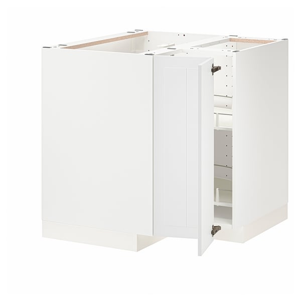 METOD corner base cabinet with carousel, white/Stensund white