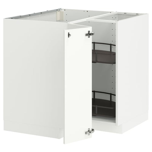 METOD - Corner mobile/rotating basket, white/Stensund white, 88x88 cm - Width: 87.5 cm Height: 88.0 cm Structure depth: 87.5 cm Structure height: 80.0 cm.