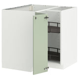 METOD corner base cabinet with carousel, white/Stensund light green, 88x88 cm