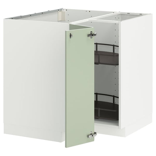 METOD corner base cabinet with carousel, white/Stensund light green, 88x88 cm