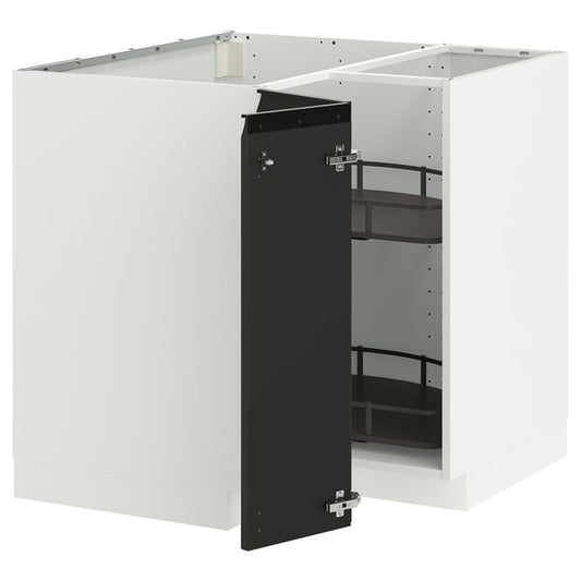 METOD - Corner cabinet/swivel unit, white/Upplöv anthracite matt, 88x88 cm - Width: 87.5 cmHeight: 88.0 cmBracket depth: 87.5 cmBracket height: 80.0 cm