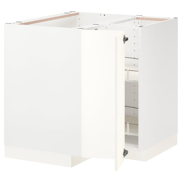 METOD corner base cabinet with carousel, white/Vallstena white