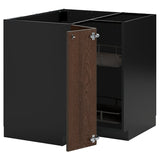METOD corner base cabinet with carousel, black-grey/Sinarp brown, 88x88 cm
