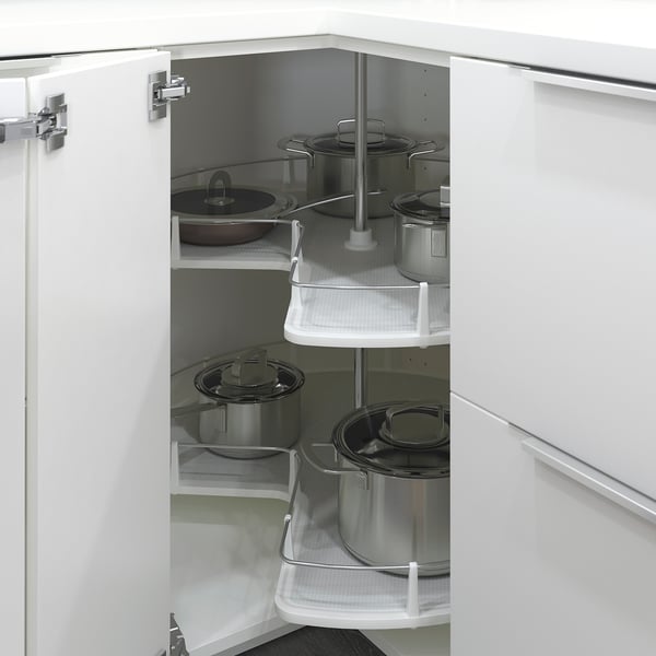 METOD corner base cabinet with carousel, black/Sinarp brown