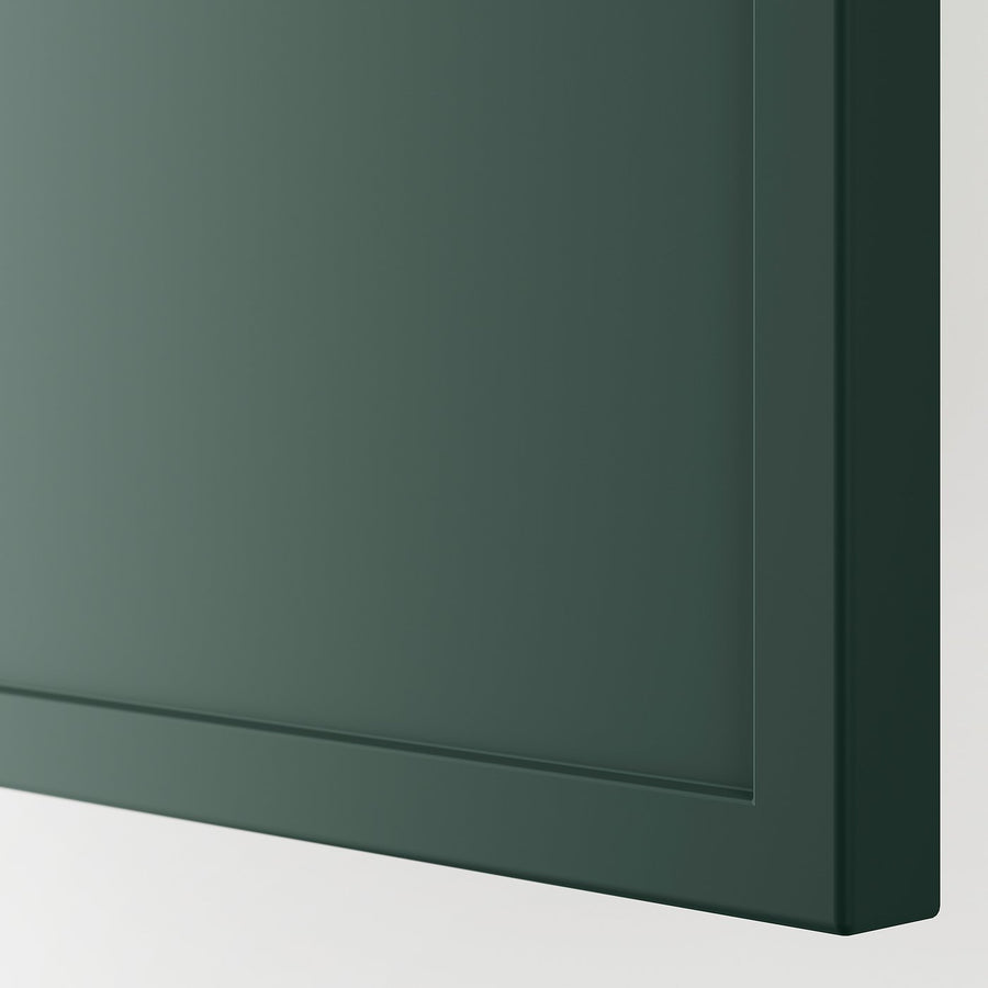 METOD corner base cab w pull-out fitting, white/Aspudden dark grey-green, 128x68 cm