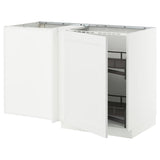 METOD corner base cab w pull-out fitting, white/Axstad matt white, 128x68 cm