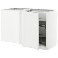 METOD corner base cab w pull-out fitting, white/Axstad matt white, 128x68 cm