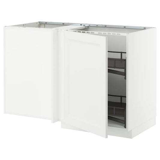 METOD corner base cab w pull-out fitting, white/Axstad matt white