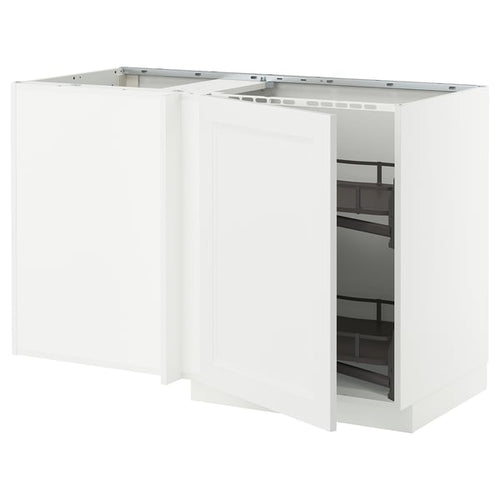 METOD - Corner base unit/insert basket, white/Axstad matte white, 128x68 cm - Width: 127.5 cm Depth: 67.5 cm Height: 88.0 cm Structure height: 80.0 cm.